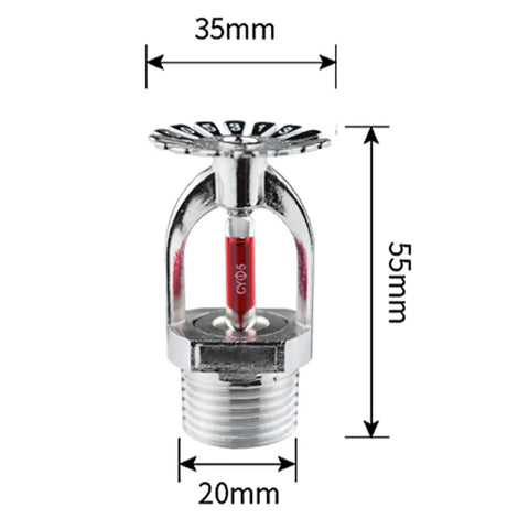 Five Pack Pro Grade Brass Pendent Fire Sprinkler Head 1 2 Inch DN15 Heat Activated At 68 Degrees Celsius For Commercial Fire Suppression and Built Tough Emergency Safety with red element and metallic finish.