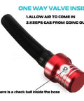 Close-up of Two Pack ATV Gas Tank Vent Hose Kit With Aluminum Breather Valve And Check Ball Universal CNC Tank Vent Tube.