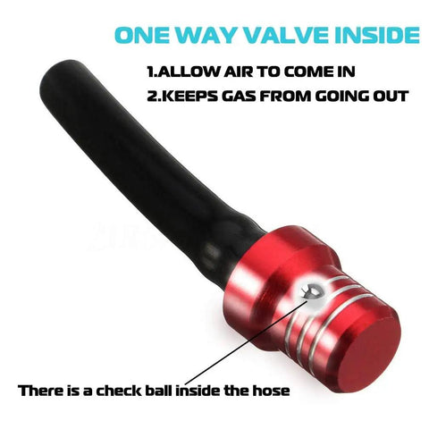 Close-up of Two Pack ATV Gas Tank Vent Hose Kit With Aluminum Breather Valve And Check Ball Universal CNC Tank Vent Tube.