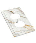 Sleek White And Gold Marble Abstract Light Switch Covers And Wall Plates Tough As Nails Polycarbonate Outlet Faceplates showing a dual outlet cover design.