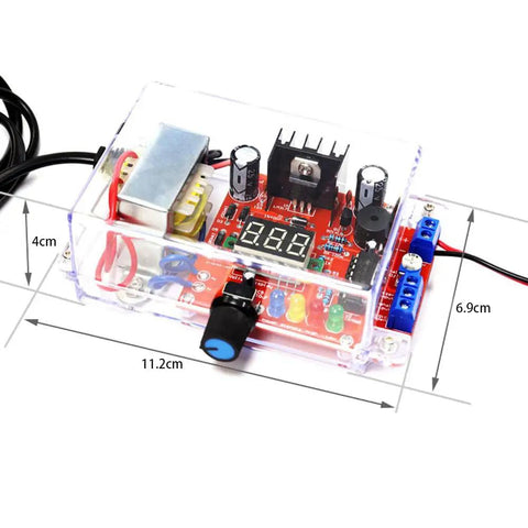 Adjustable LM317 Power Supply Kit From 110V To DC With 1.25V To 12V Output Built In Voltmeter in transparent case