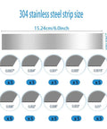 50-pack 1-in x 6-in 304 stainless shim stock; assorted thicknesses 0.001–0.01 in for leveling and gap filling