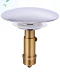 Pop up Bathtub Drain Stopper with Brass Core and Hair Catcher, chrome finish, creative bounce design for easy use.
