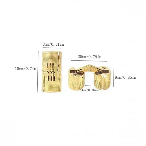 Invisible Barrel Hinge Set For Cabinets 8mm 10mm 14mm Brass Hidden Cylindrical Concealed Hardware dimensions view