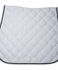 Quilted Contoured Dressage Pad With Braided Trim For Top Notch Horse Comfort And Smooth Arena Performance In White Featuring Elegant Stitch Pattern