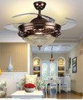 Invisible Retractable Ceiling Fan With Adjustable Dual Tone LED Lighting Plus Hassle Free Remote Control For Ultra Quiet Living Room Kitchen Vibe Upgrade in a stylish living room.