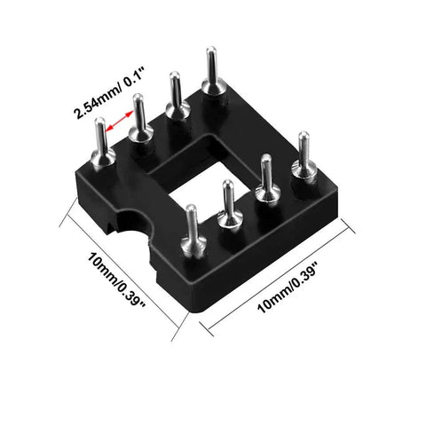 DIP IC Socket Set 10 Pack Dual Row 8 Pin 2.54mm Pitch Soldering Adapters For DIY Projects Black Silver Tone Durable