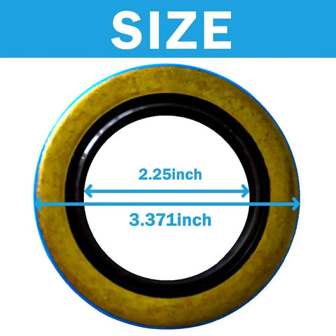 Size diagram of Trailer Hub Grease Seal Kit 10-36 22333TB For 5200-7000 Lb Axles with 2.25 x 3.371 inch seal dimensions.