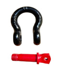 Rock Solid 1/2 Inch D Ring Shackle Built Different With 8 Ton Rated 17700 Pounds Breaking Strength for off road recovery, black with red pin.