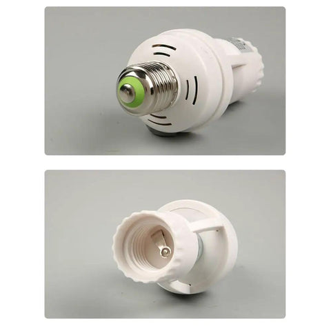 Hands Free Motion Sensor Light Socket E27 With PIR Bulb Holder Adapter 100 To 240 Volt Auto On Off white plastic