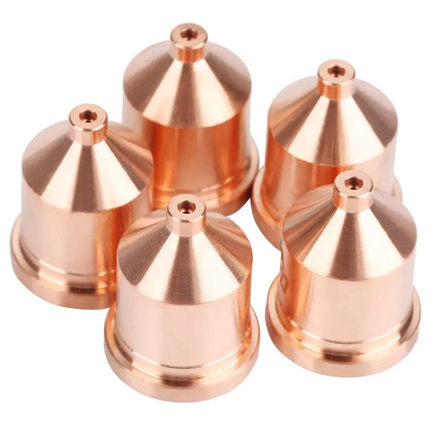 Top Tier 60A Plasma Cutter Nozzles Set Includes Five Premium Copper Torch Tips Model 120931 for precise cutting.