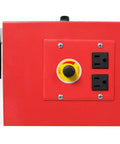 Control panel of Beastly Benchtop Dust Collector with 725 CFM Air Filtration, HEPA Filter, variable speed dial, and dual 110V outlets.