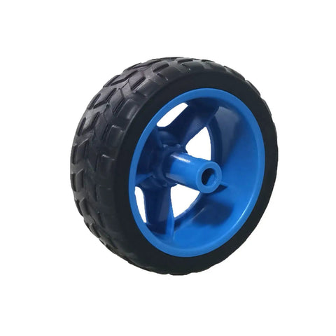 Four Pack 65mm Motor Wheels For Smart Car Chassis And RC Robots Light Blue ABS Rubber Build side view