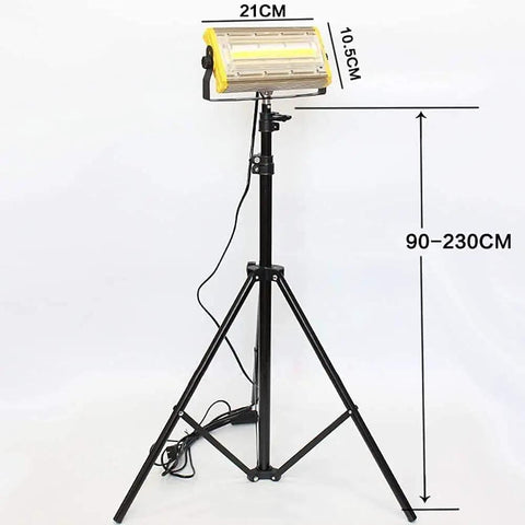 JUDYSSY Led Floodlight 50W 3600Lm Led Outdoor Floodlight on adjustable tripod, dimensions 21cm x 10.5cm, height adjustable 90-230cm.