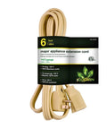 Beige Beefy Heavy Duty 6 Ft Appliance Cord 14 Gauge 3 Conductor With Grounded 3 Prong Right Angle Plug For Large Appliances And Air Conditioners Kink Free Durable And Seamlessly Blends With Home Decor.