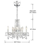 Glam Crystal Chandelier In Gold Finish With 5 Lights, Maria Theresa Style K9 Crystals, 20 Inch Diameter By 18 Inch Height, Adjustable 59 Inch Chain