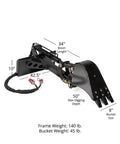 Compact Front Hoe Backhoe Attachment For Mini Skid Steer With 8 Inch Hydraulic Tilt Bucket And Toro Quick Tach Mounting System