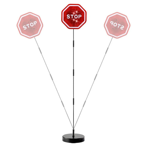 Heavy Duty Led Car Parking Stop Sign With Bright Flashing Warning Light And Rugged Abs Housing, 51 inch tall pole with dual flash units.