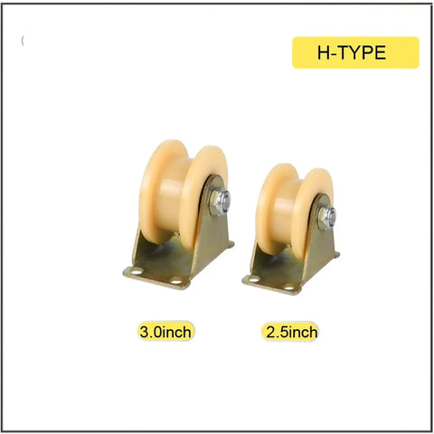 Tough As Nails V Groove Wheel Sliding Gate Casters With Durable Nylon Track Wheel U Type Pulley for 2 Inch, 3.0 and 2.5 Inch sizes.