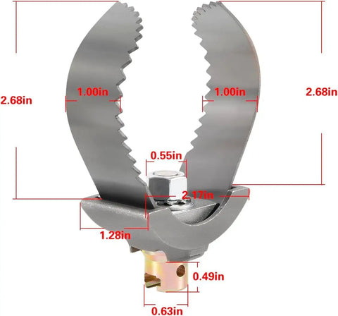 Heavy Duty 3 Inch C Cutter Drain Snake Head Cable Coupler Built Gutsy And Durable For Ridgid K400 K3800 K50 Machines Matching 3 8 Drum And 5 8 Sectional Cables Chopping Stubborn Blockages Fast, showing serrated design and dimensions.