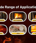 Ceramic fiber board fireproof insulation banner showing six application thumbnails.