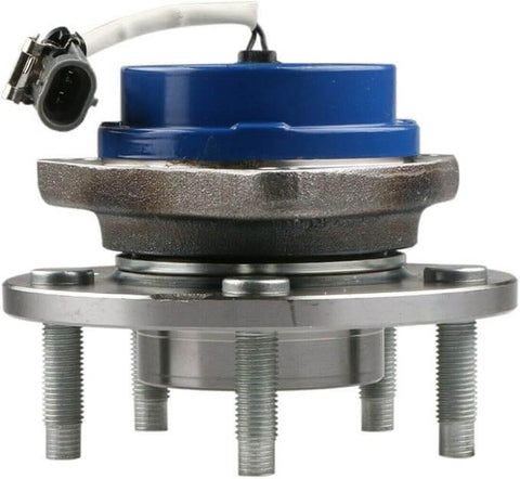 Front wheel hub and bearing assembly 513121X2 ABS sensor, 5 lug. Side view showing ABS connector.