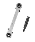 HVAC Service Wrench Kit With Hex Bit Adapter for Air Conditioning and Refrigeration Repair, shown with wrench and adapter
