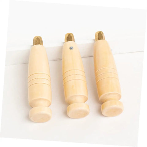 3 Piece Awl Handle Set For Leather Crafting And Woodworking With Ergonomic Wooden Grip Replacement Stitching Tool For Do It Yourself Sewing Projects, wooden grips with brass tips.