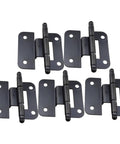 Six black iron cabinet door hinges, 6.50x4.00 cm, high-load bearing, for home and office use