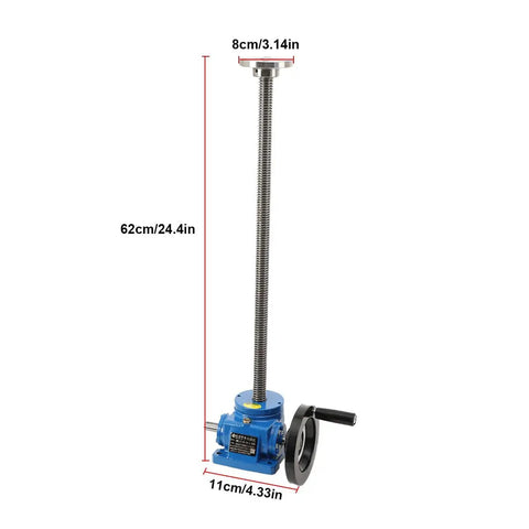 Versatile Ball Screw Lift With Hand Crank And Electric Drive shown with dimensions; Worm Gear Lift System WL1T 200kg Capacity