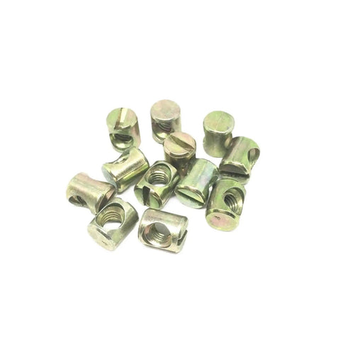 Heavy Duty Slotted Barrel Nuts For Furniture Assembly M4 M5 M6 M8 Carbon Steel Pack Of 100 assorted nuts displayed