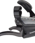 EZ Fire 7 Speed Left Side Integrated Brake And Shift Lever For Mountain Biking, under view of black alloy body, ergonomic grip.