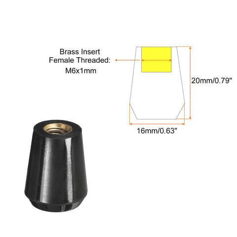 Revolving Handle Grip Set Phenolic Tapered Handles With Brass Insert 2Pcs M6x1mm Female Thread 20mm Length
