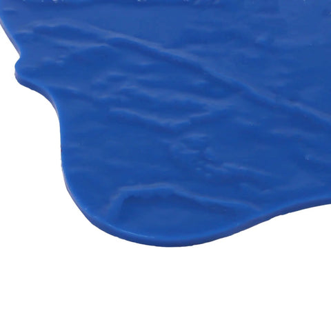 Close-up of blue polyurethane Concrete Stamp Mat 18-Inch By 18-Inch For DIY Texturing Walls And Floors With Realistic Slate Pattern.
