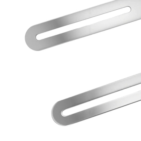 Stainless Steel Flat Mending Plate 4 Pack With Single Slot Adjustable Repair Brackets in smooth brushed finish close-up view.