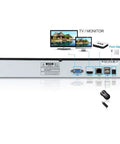 Back view multi channel NVR system with 1080P to 8MP ultra HD network video recorder for cloud P2P remote access and motion detection alerts