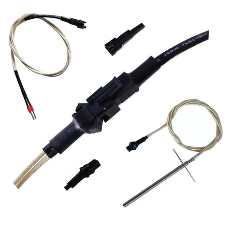 RTD Temperature Probe Sensor For Wood Pellet Grills 700 And 820 Series High Temperature Meat Probe Replacement Plug And Play Durable Sensor For Precise Even Cooking And Consistent Grilling, black wired probe and connector
