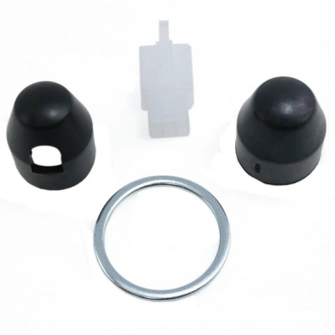 Electric Bike Wheel Lock Nuts And Hub Motor Mounting Screw Set M14 Bike Hub Nut with Safety Washers shown with caps and sleeve