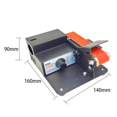 Mini Belt Grinding Machine With Stepless Speed Control For Rust Removal Polishing Engraving And Derusting Durable Sanding Tool side view with dimensions