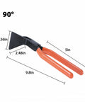 90 degree plier from Pro Grade Three Piece Hand Seamers Set, durable carbon steel, chromium finish, dimensions marked, orange handles