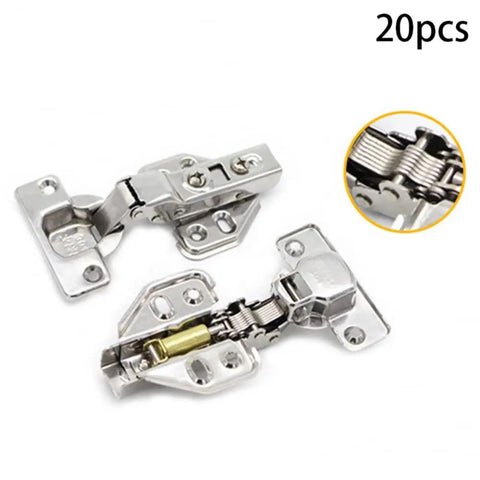 Top Grade Stainless Steel Soft Close Hinges For Cabinets And Closets Featuring Hydraulic Full Overlay Action With No Sweat Mounting And Rock Solid Durability In A 20 Piece Pack showcasing hinge mechanism detail.