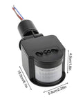 Outdoor PIR Motion Sensor Switch For LED Flood Light, DC 12V Automatic Infrared Sensor, 140 Degree Detection, weatherproof.