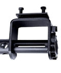 Close-up view of 4 Pack Bolt On Winch Set for flatbed trailers, steel black powder coat, heavy duty, portable mount