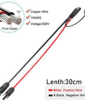 10AWG Solar Panel Connector Cable SAE to MC4 Adapter PV Extension, 30cm, red and black wires with copper core details