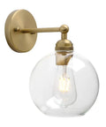 Brass Boho Vanity Light Vintage Gold Wall Sconce For Bathroom And Hallway Hardwired Industrial Fixture With Double Hole Round Glass Shade