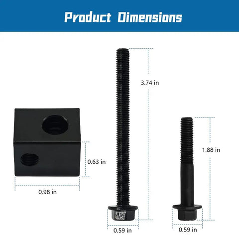 Premium Alternator Belt Tensioner Pulley Adjuster Kit dimensions showing heavy-duty bolts and block, perfect fit for Hyundai Elantra.