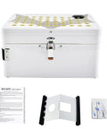 Fireproof LiPo Battery Charging Safe Box M Size Lightweight Four Pound Design For Drones FPV And RC Hobbyists with accessories.