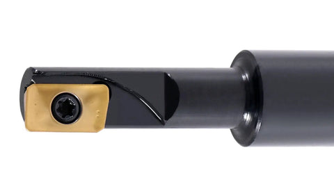 Three Eighths Inch 90 Degree Square Shoulder Indexable End Mill With Ten APKT11T308 Inserts One Flute Half Inch Shank