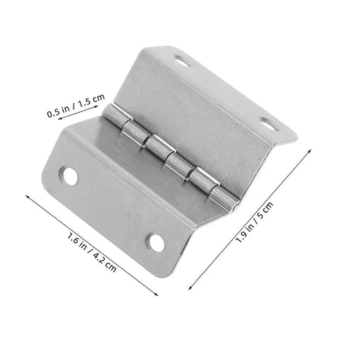 Four Fold Four Hole Stainless Steel Cabinet Door Hinges Set, right angle folding butt hinge with measurements shown