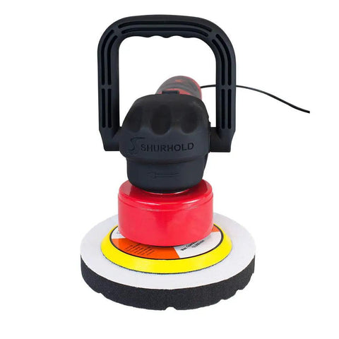 Pro Grade Dual Action Polisher Buffer For Cars And Boats With 20ft Power Cord, 2,500-6,500 OPM, red and black side handle